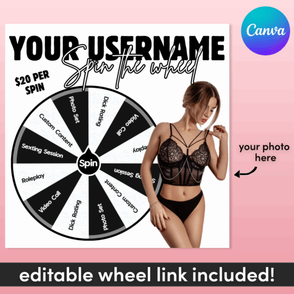 Minimalist Spin The Wheel OnlyFans Template Black & White - Image 2